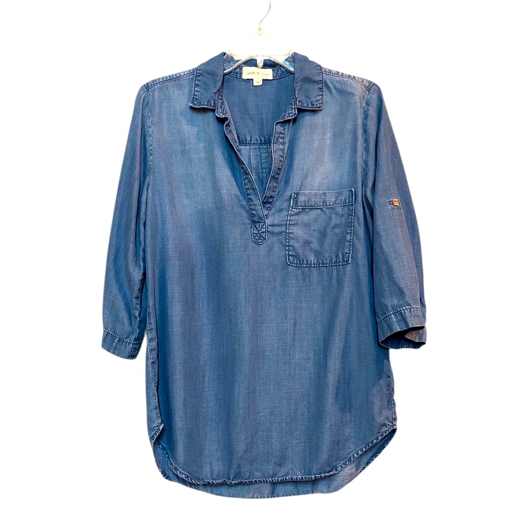 cloth & stone Indigo Denim Tunic Blouse